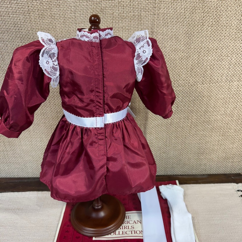 Pleasant Company American Girl Samantha Cranberry Christmas Dress Ribbon Tights - Picture 6 of 15